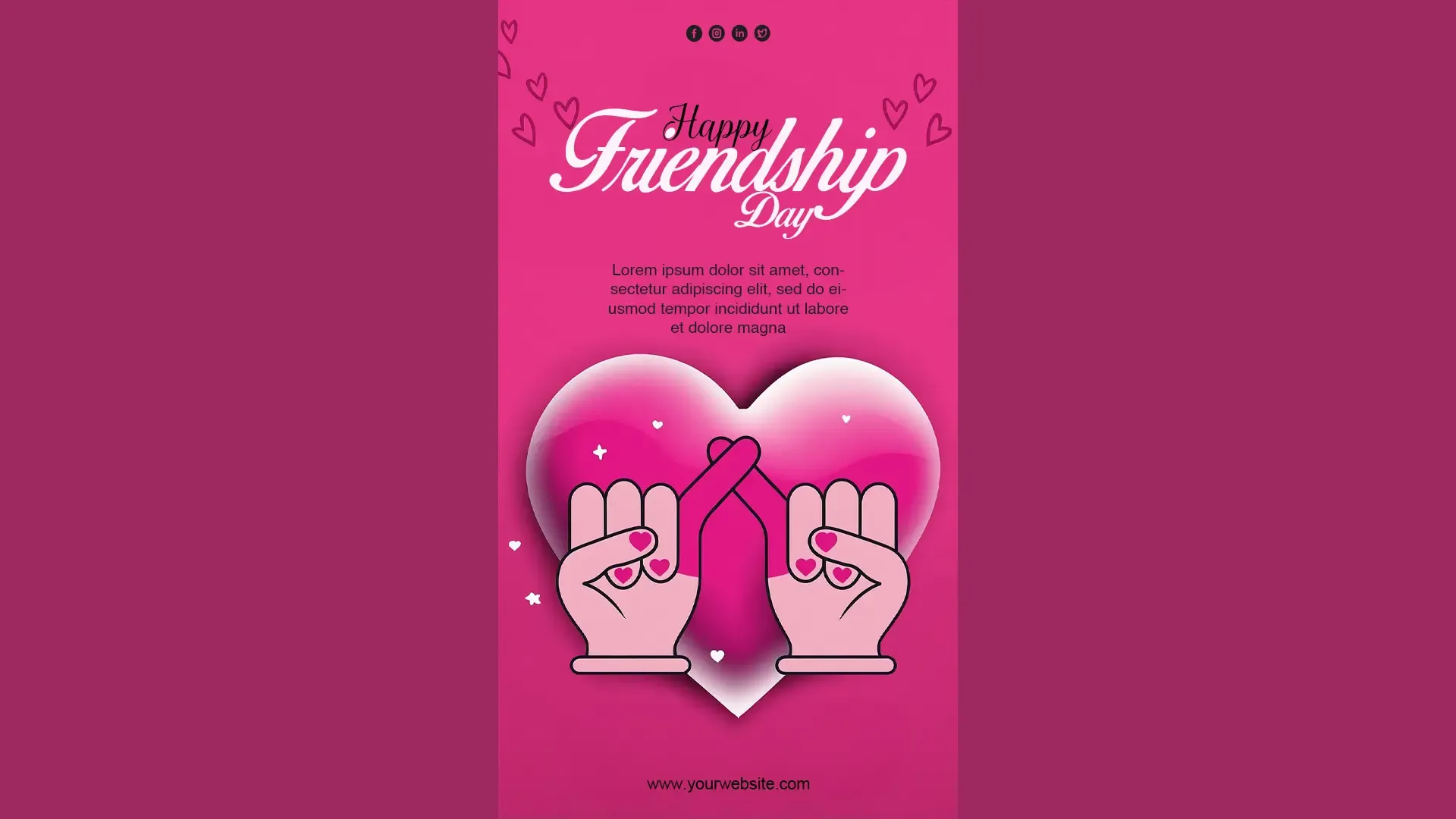 Happy Friendship Day Heart Hands E-Card for Instagram Story